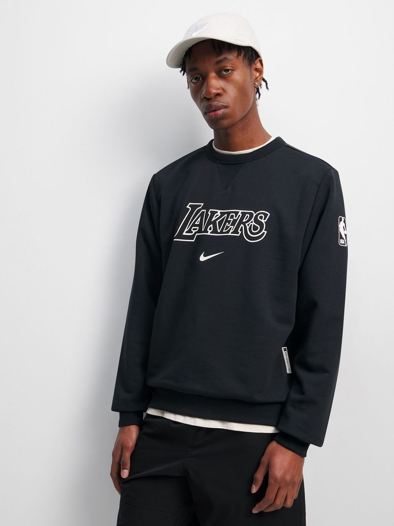 Nike Men s Los Angeles Lakers Standard Issue Dri FIT NBA Crew Neck Black Sweatshirt Bash