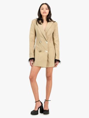 Women's Rosey & Vittori Camel Feather Blazer Dress