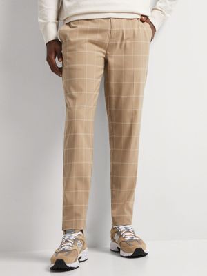 Men's Markham Smart Woven Camel Check Jogger