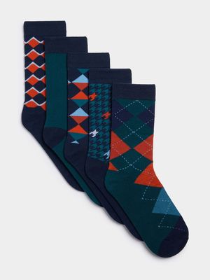 Men's Markham 5 Pack Argyle Pop Multicolour Socks