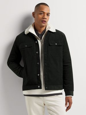 Men's Markham Cord Dark Green Bomber Jacket