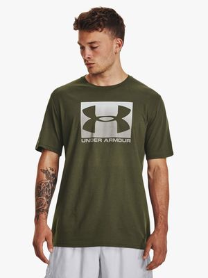 Mens Under Armour Boxed Sportstyle Short Sleeve Khaki Tee