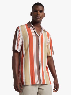 Men's Markham Stripe Viscose Ecru/ Rust Shirt