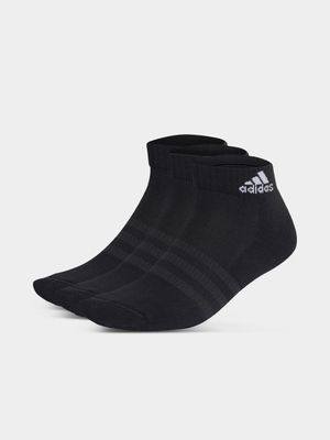 adidas 3 Pack Black Ankle Socks