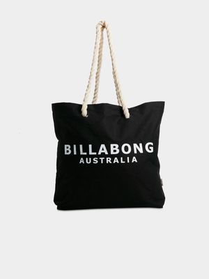 Women's  Billabong Black Society Beach Tote Bag