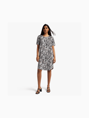 Women's Stone Zebra Print T-Shirt Dress