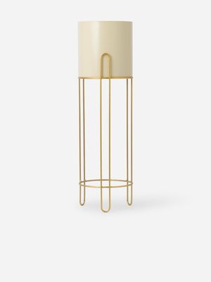 Cream Planter on Gold Stand 18.3x60cm