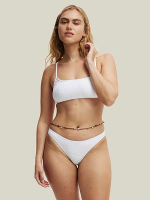 Women's Cotton On White Straight Neck Crop Bikini Top