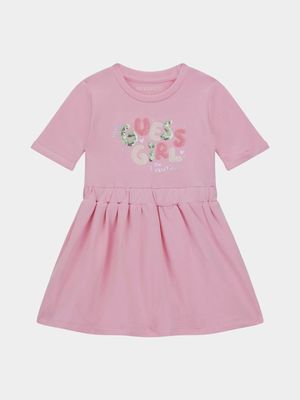 Younger Girl's Guess Pink Stretch Baby Terry Dress