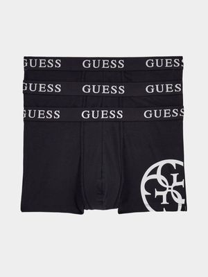 Men's Guess Black Placed Logo 3 Pack Boxer Trunk