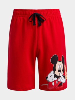 Jet Younger Boys Red Mickey Mouse Fleece Shorts