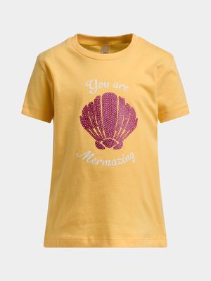 Older Girl's Yellow Graphic Print T-Shirt