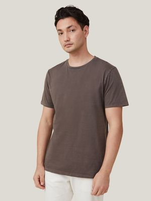 Men's Cotton On Brown Organic Regular Fit Crew T-Shirt