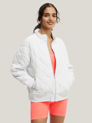 Women's Cotton On Grey Active Quilted Zip Through Tracktop