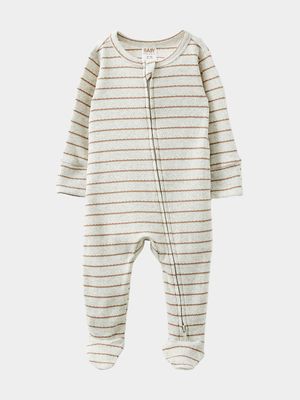 Cotton On Baby Beige Organic Pointelle Zip Romper