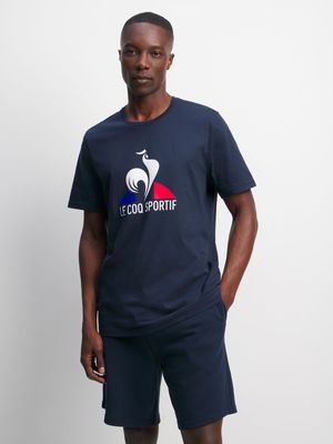 Mens Le Coq Sportif Graphic Tri Core Navy tee