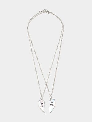 Girl's Silver Best Friends Necklace Set