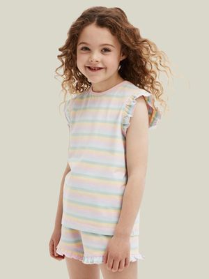 Cotton On Kids  Multi Stacey Short Sleeve Flutter Pyjama Set