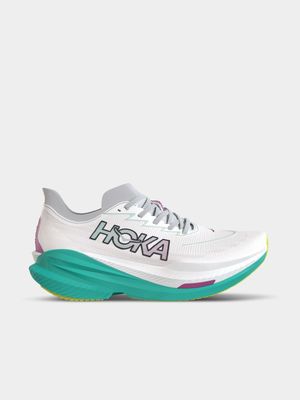 Women's Hoka Mach X2 Frost/Electric Aqua Running Shoes