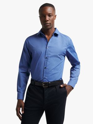 Jet Men's Chmabray Blue Long Sleeve Poplin Shirt