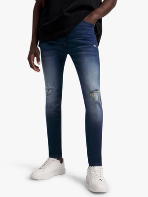 Men's Relay Jeans Super Skinny Rip And Repair Blue Jeans