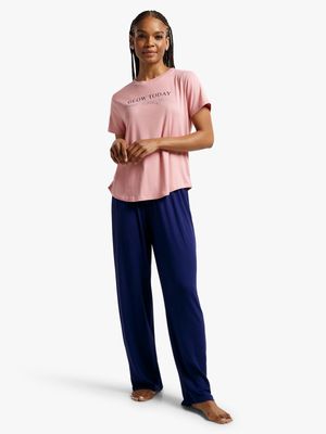 Jet Women's Pink Blush/Navy Pyjama Set