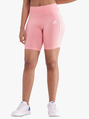 Womens adidas 3 Stripes Pink Bike Shorts