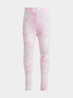 Jet Younger Girls Pink/White Tie Dye Leggings