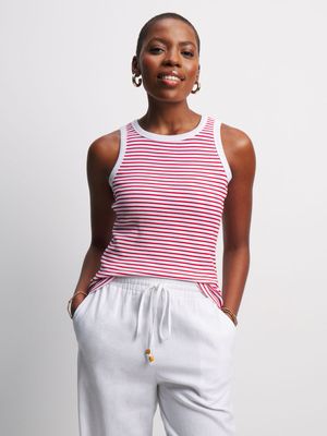 Jet Women's Red/White Stripe Rib Vest