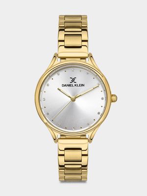 Daniel Klein Gold Plated Silver Tone Dial Bracelet Watch