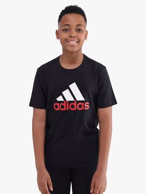 Boys adidas Bos 2 Colour Black/Red Tee