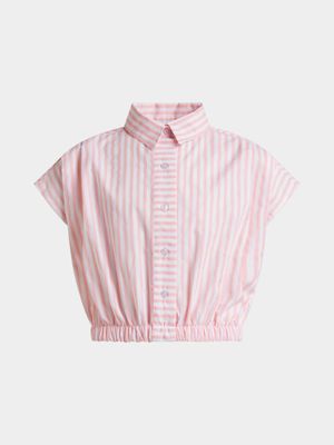 Jet Younger Girls White/Red Stripe Shirt