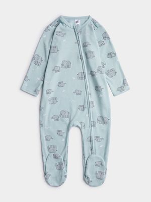 Jet Infant Boys Harbor Gray Elephants Zip Sleepsuit