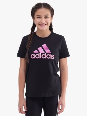 Girls adidas Bos Logo Black/Pink Tee