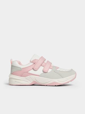 Jet Older Girls Pink/Grey Strap Sneakers