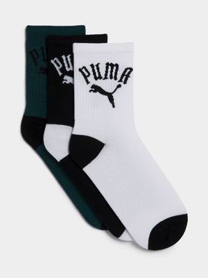 Puma Unisex  3 Pack Play Crew Multicolour Socks