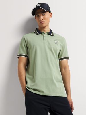 Fabiani Men's Pique Crest Sage Polo Golfer