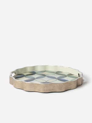 Scalloped Mosaic Print Tray 40cm