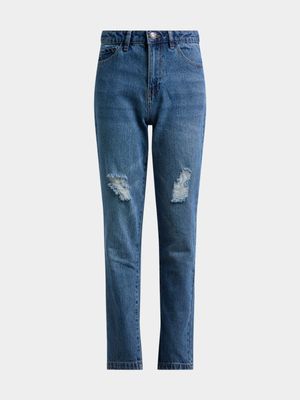 Jet Younger Boys Mid Wash Ripped Jeans