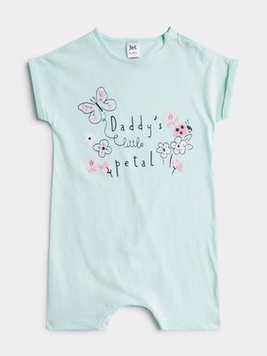 Jet Infant Girls Mint Daddy's Little Petal Romper