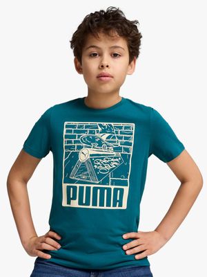 Boys Puma Essential Mid 90s Gx Teal Tee