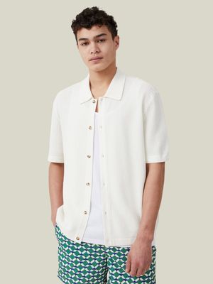 Men's Cotton On White Pablo Shorts Sleeve Shirt