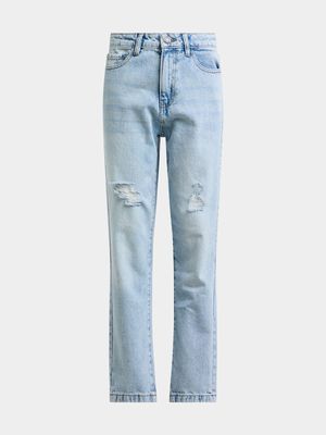 Jet Younger Boys Light Wash Ripped Jeans