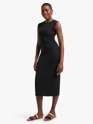 Women's Black Ruched Bodycon Dress