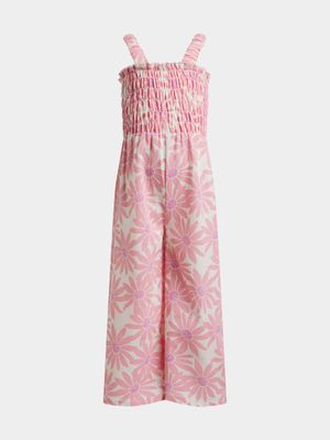 Older Girl's Pink Floral Jumpsuit