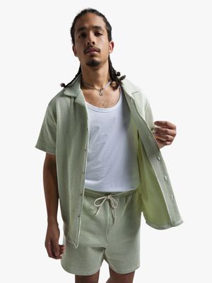 Men's Green Seersucker Shirt