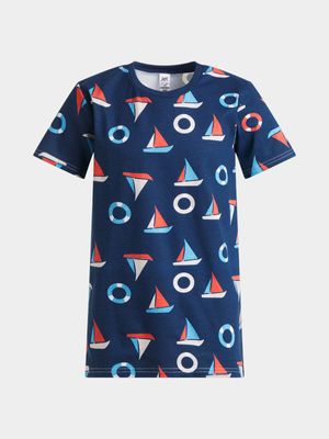 Jet Younger Boys Navy Boats T-Shirt