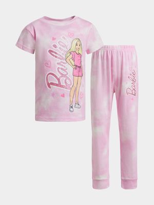 Jet Younger Girls Pink Tie Dye Barbie Pyjama Set