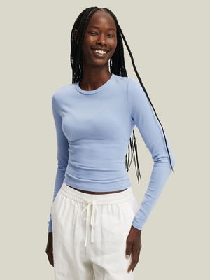 Women's Cotton On Light Blue All Day Crew Long Sleeve Top