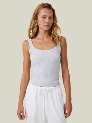 Women's Cotton On Grey Staple Rib Double Scoop Tank Top